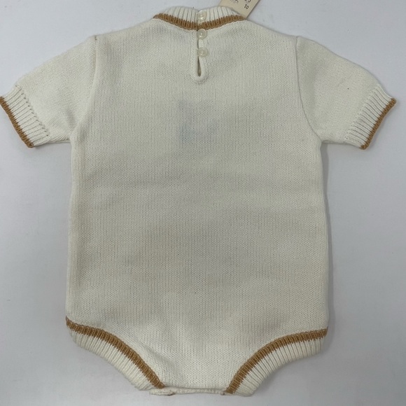 Goldsmiths Baby Clothes Onesie White Brown Cold New With Tags 100% Acrylic GHN4. - Picture 3 of 6